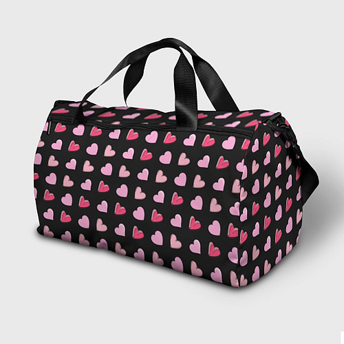 Спортивная сумка Валентинки на черном фоне / 3D-принт – фото 2