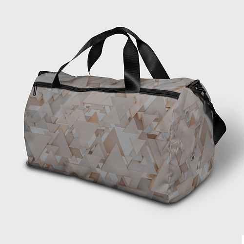Спортивная сумка Геометрическое множество серых и бежевых треугольн / 3D-принт – фото 2