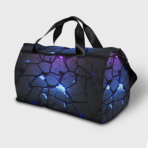 Спортивная сумка Неоновые трещины - голубая лава / 3D-принт – фото 2