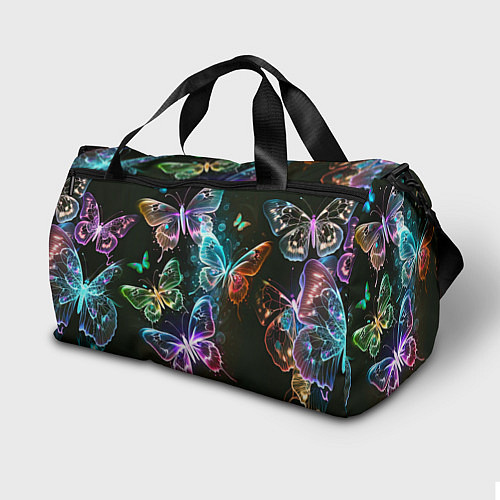 Спортивная сумка Неоновые дикие бабочки / 3D-принт – фото 2