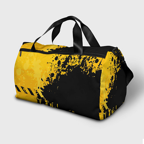 Спортивная сумка Пятна черной краски на желтом фоне / 3D-принт – фото 2