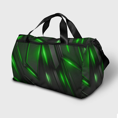 Спортивная сумка Черные пластины с зеленым свечением / 3D-принт – фото 2