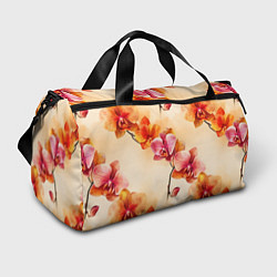 Спортивная сумка Акварельные цветы - персиковый паттерн
