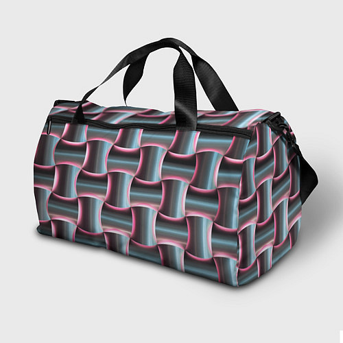 Спортивная сумка Множество полурозовых изогнутых четырёхугольников / 3D-принт – фото 2