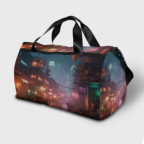 Спортивная сумка Киберпанк город будущего / 3D-принт – фото 2