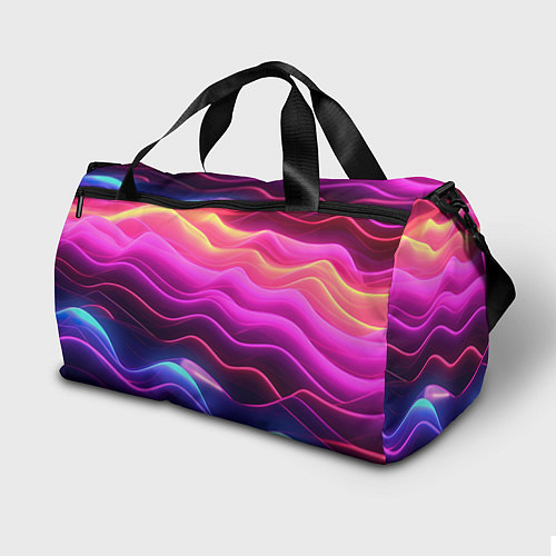 Спортивная сумка Розовые и фиолетовые неоновые волны / 3D-принт – фото 2