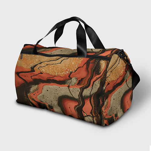 Спортивная сумка Оранжевые и бежевые потоки красок / 3D-принт – фото 2