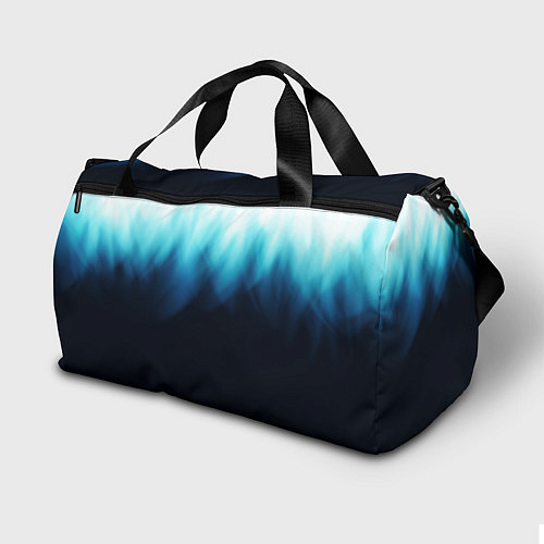 Спортивная сумка Синее пламя огня на черном / 3D-принт – фото 2