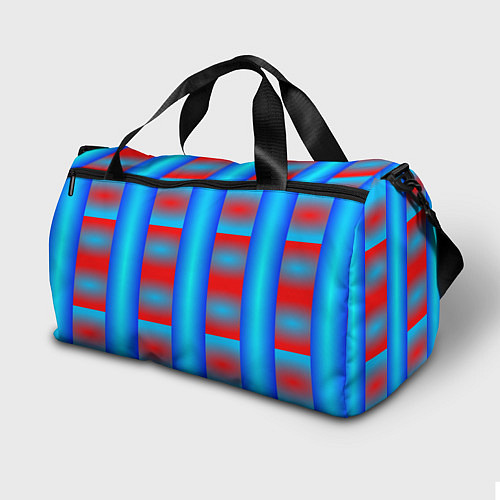 Спортивная сумка Красно-синие полосы и квадраты / 3D-принт – фото 2