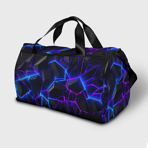 Спортивная сумка Неоновые фиолетовые и синие плиты / 3D-принт – фото 2