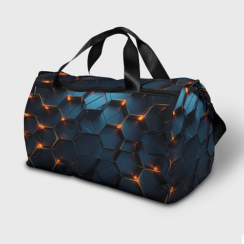 Спортивная сумка Синие объемные плиты с оранжевыми вставками / 3D-принт – фото 2