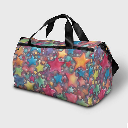 Спортивная сумка Разноцветные новогодние звёзды / 3D-принт – фото 2