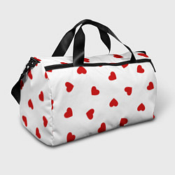 Спортивная сумка Красные сердечки на белом