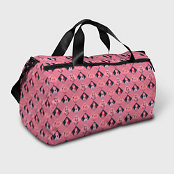 Спортивная сумка Розовая клеточка black pink