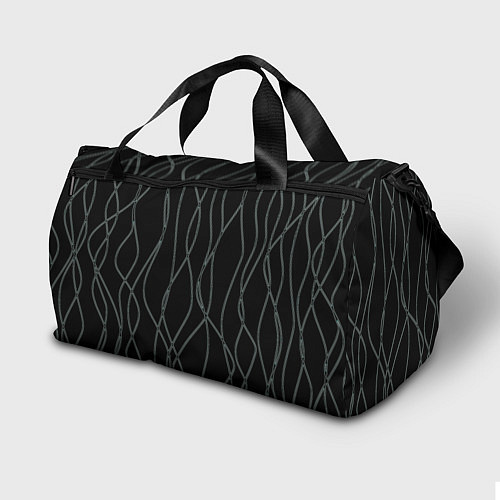 Спортивная сумка Чёрный с кривыми линиями / 3D-принт – фото 2