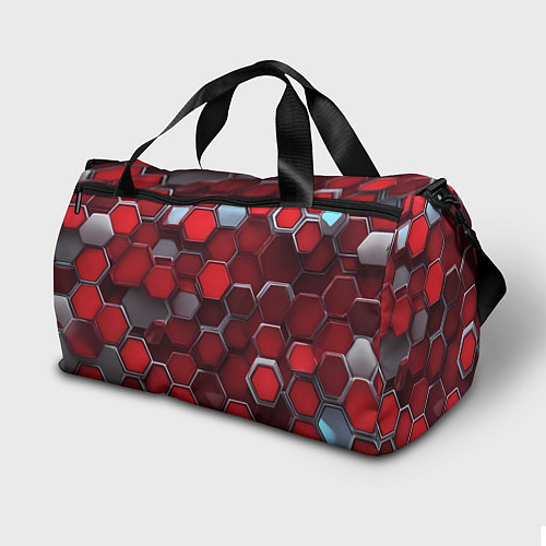 Спортивная сумка Cyber hexagon red / 3D-принт – фото 2