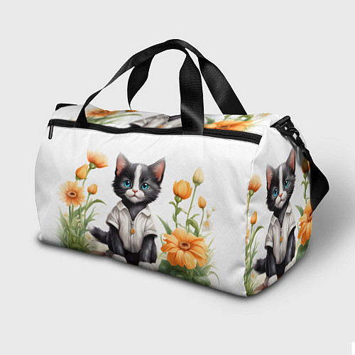 Спортивная сумка Котенок на цветочной поляне / 3D-принт – фото 2