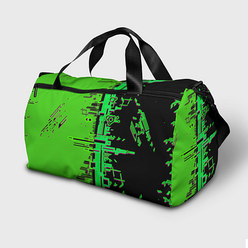 Спортивная сумка Кибер-глитч зелёный / 3D-принт – фото 2