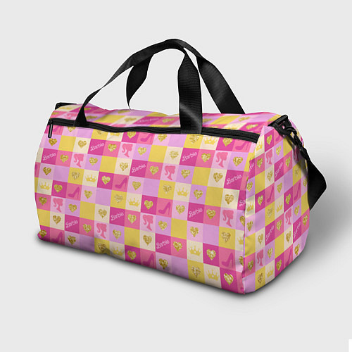 Спортивная сумка Барби: желтые и розовые квадраты паттерн / 3D-принт – фото 2