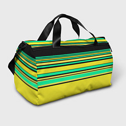 Спортивная сумка Разноцветный черно желтый с зеленым полосатый узор