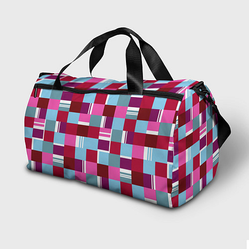 Спортивная сумка Ретро квадраты вишнёвые / 3D-принт – фото 2