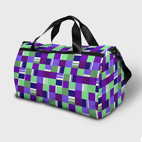 Спортивная сумка Ретро квадраты баклажановые / 3D-принт – фото 2