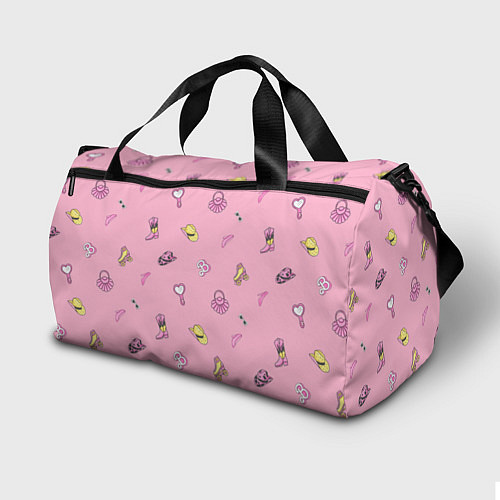 Спортивная сумка Лиза - в стиле барби: аксессуары на розовом паттер / 3D-принт – фото 2