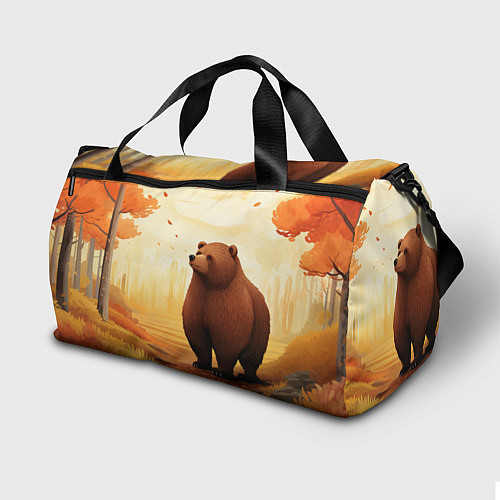 Спортивная сумка Мишка в осеннем лесу фолк-арт / 3D-принт – фото 2