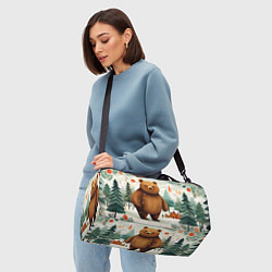 Сумки спортивные Рождественский мишка фолк-арт, цвет: 3D-принт — фото 2