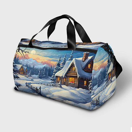 Спортивная сумка Зимний новогодний пейзаж / 3D-принт – фото 2