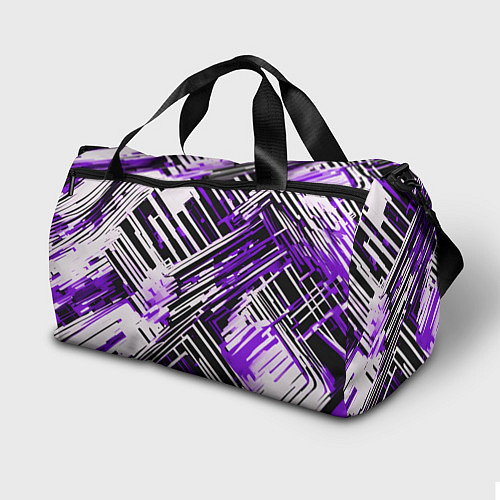 Спортивная сумка Киберпанк линии белые и фиолетовые / 3D-принт – фото 2