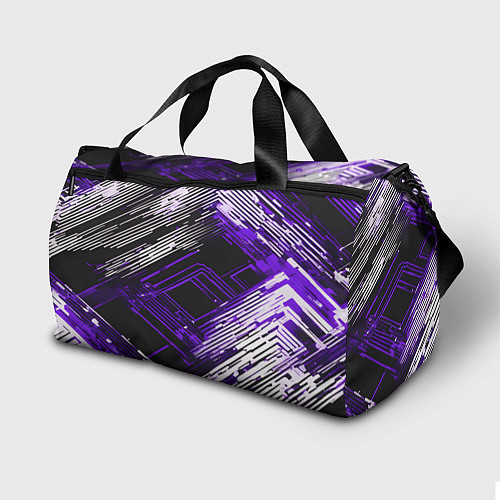 Спортивная сумка Киберпанк линии белые и фиолетовые / 3D-принт – фото 2