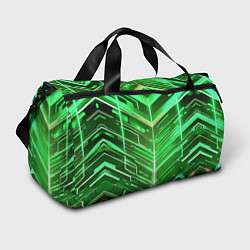 Спортивная сумка Зелёные неон полосы киберпанк