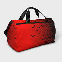 Спортивная сумка Летучие мыши на красном фоне