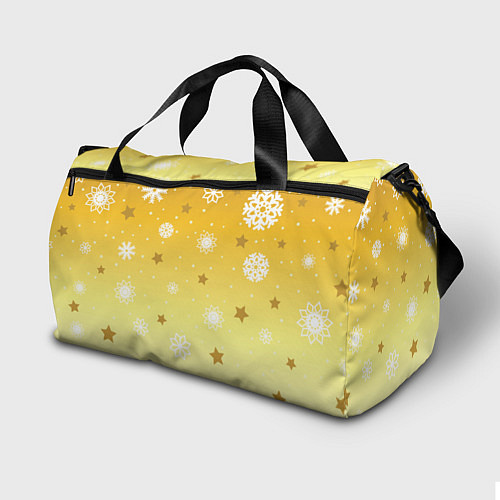 Спортивная сумка Снежинки и звезды на желтом / 3D-принт – фото 2