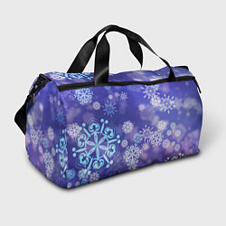 Спортивная сумка Крупные снежинки на фиолетовом