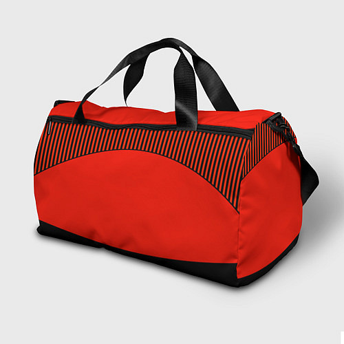 Спортивная сумка Оранжево черный комбинированный узор в полоску / 3D-принт – фото 2