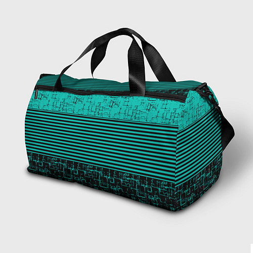 Спортивная сумка Темно бирюзовый полосатый узор / 3D-принт – фото 2