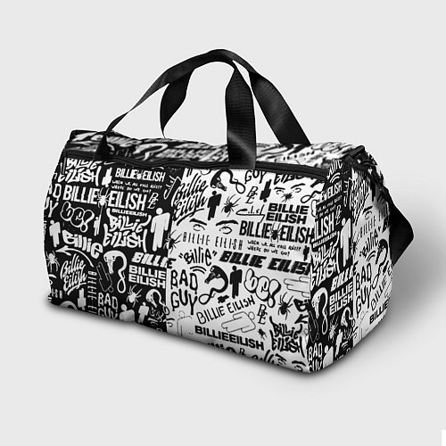 Спортивная сумка Billie Eilish чернобелые битва лого / 3D-принт – фото 2