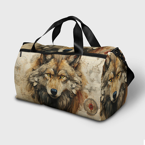 Спортивная сумка Волк в стиле диаграмм Давинчи / 3D-принт – фото 2