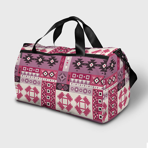 Спортивная сумка Этническая геометрия в розовой палитре / 3D-принт – фото 2
