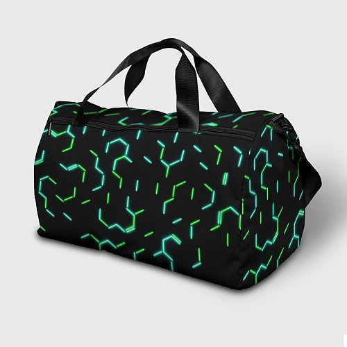 Спортивная сумка Зеленые неоновые неполные гексагоны / 3D-принт – фото 2