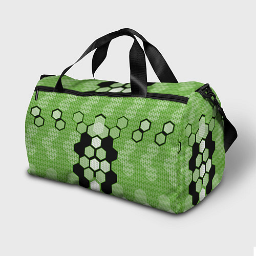 Спортивная сумка Зелёная кибер броня hexagons / 3D-принт – фото 2