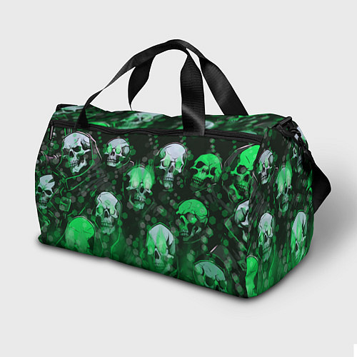 Спортивная сумка Зелёные черепа на зелёном фоне / 3D-принт – фото 2