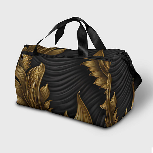 Спортивная сумка Узоры золотые на черном фоне / 3D-принт – фото 2