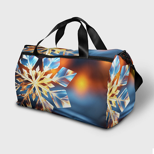 Спортивная сумка Реалистичная снежинка на теплом фоне / 3D-принт – фото 2