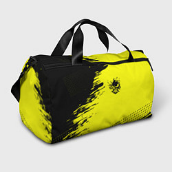 Спортивная сумка Cyberpunk 2077 краски на чёрном