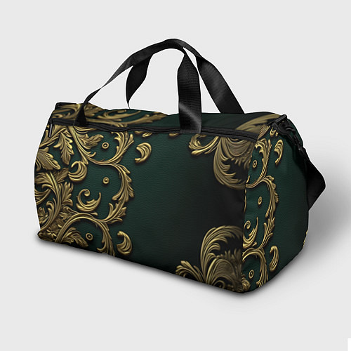Спортивная сумка Лепнина золотые узоры на зеленой ткани / 3D-принт – фото 2