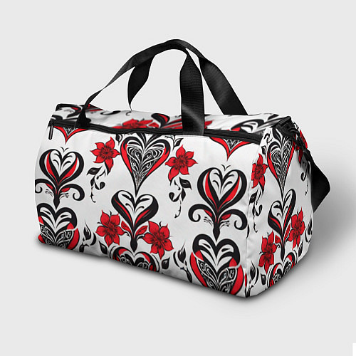 Спортивная сумка Красный узор сердце / 3D-принт – фото 2