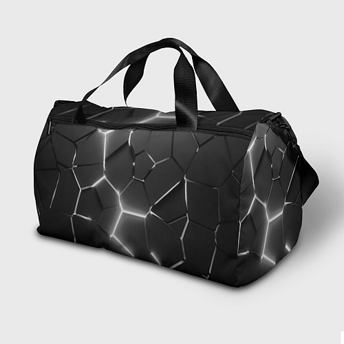 Спортивная сумка Чёрные плиты разломы броня / 3D-принт – фото 2
